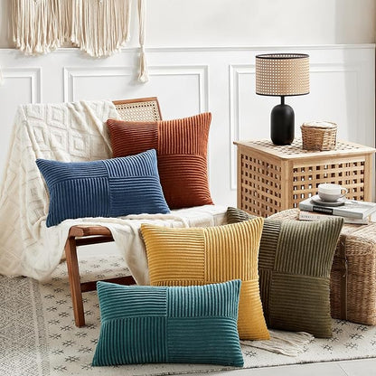 Fancy Homi 2 Packs Teal Lumbar Decorative Throw Pillow Covers 12x20 Inch - Image 6