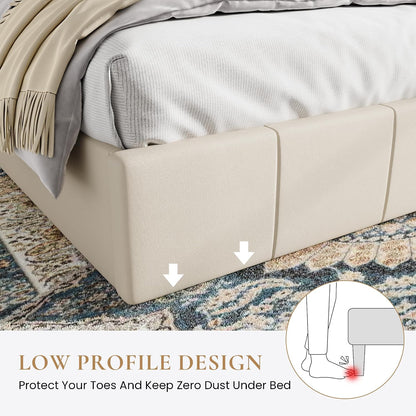 sha cerlin full size bed frame, velvet upholstered showing dimensions