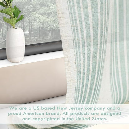 DriftAway Farmhouse Vertical Striped Linen Blend Textured Light Filtering Semi - Image 5