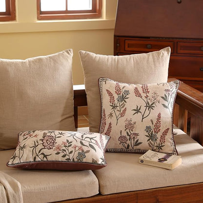 ISAENNE Design Linen Vintage Throw Pillow Covers 18"x18", Square Cushion Covers - Image 9