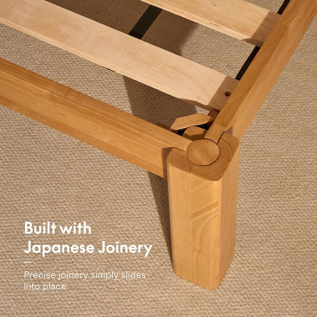 flexispot hako g2 japanese joinery bed frame queen, close-up detail