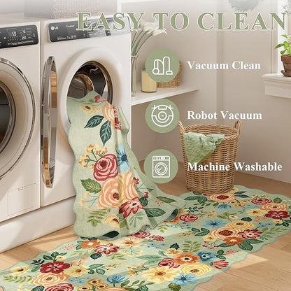 DUKINO 2x3 Entryway Rug, Floral Washable Indoor Door Mat - Image 5