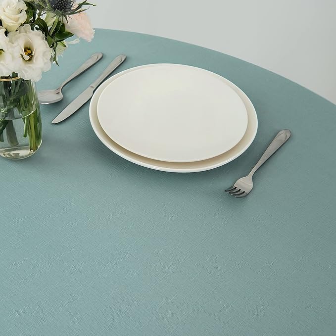 maxmill Round Linen Looking Textured Tablecloth Spill-Proof Wrinkle Free Soft - Image 5