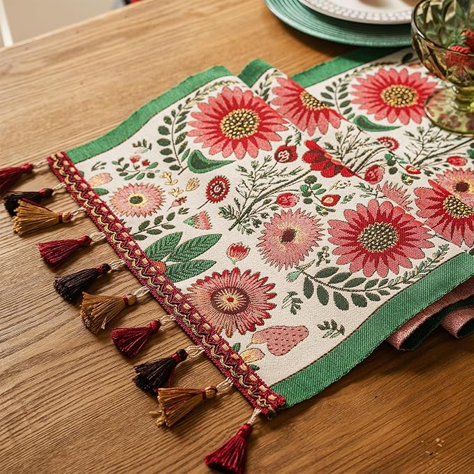 13×72 Inch Table Runner, Retro-Luxury Tassels Series - Image 2