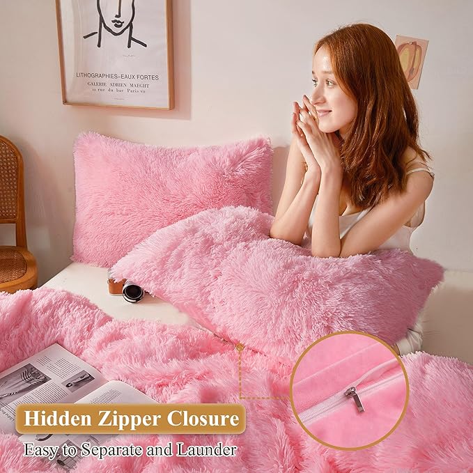 XeGe Cozy Faux Fur Throw Pillow Covers, Zippered Fluffy Cushion Covers - Image 3