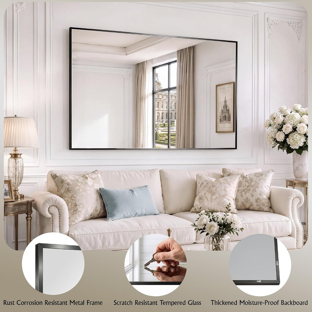30"x36" Black Bathroom Mirror Metal Framed Horizontal or Vertical