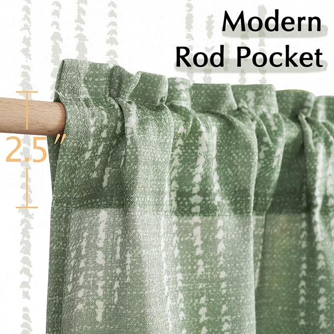 jinchan Boho Kitchen Curtains Linen Tier Curtains 45 Inches Bohemian Cafe Small - Image 5