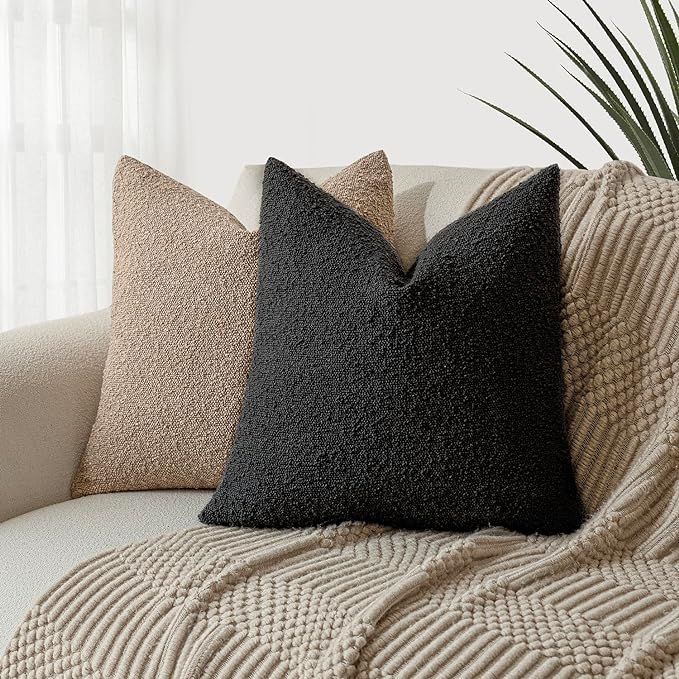 Foindtower Decorative Textured Boucle Throw Pillow Covers Accent Solid Pillow - Image 5