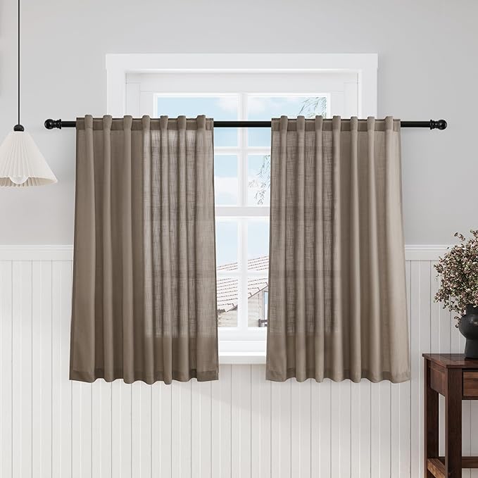 Dark Taupe Kitchen Cafe Curtains 45 Inch Length 2 Panel Set Back Tab Rod Pocket by Nanspring