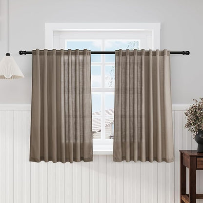 Dark Taupe Kitchen Cafe Curtains 45 Inch Length 2 Panel Set Back Tab Rod Pocket by Nanspring