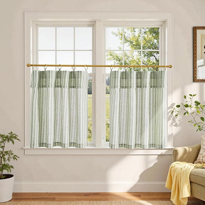 jinchan Striped Linen Kitchen Curtains by JINCHAN