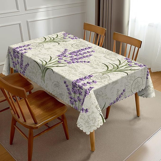 Purple Lavender Tablecloth Watercolor Floral Spring Summer Flower Vintage Table by Unknown