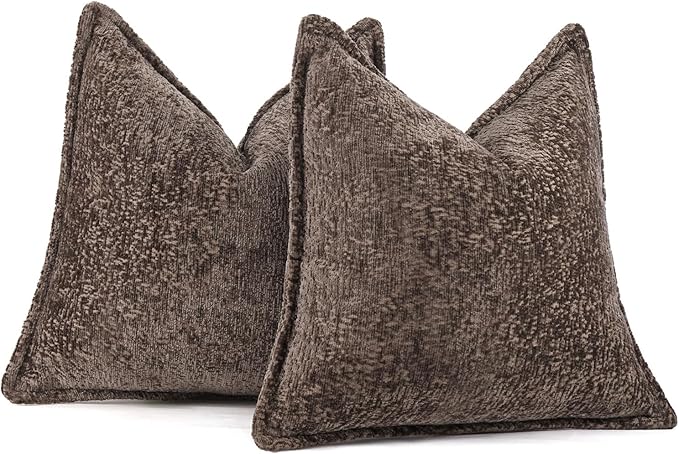 Pack of 2 Chocolate Brown Decorative Throw Pillow Covers 18x18 Cozy Soft - Image 5
