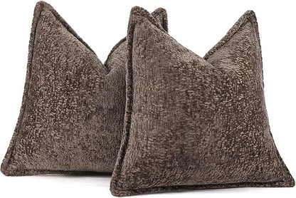 Pack of 2 Chocolate Brown Decorative Throw Pillow Covers 18x18 Cozy Soft - Image 5