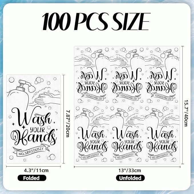 100 PCS Disposable Hand Towels for Bathroom, Bathroom Guest Napkins Wash Your - Image 2