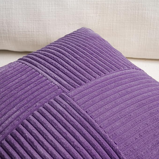 Fancy Homi 2 Packs Purple Decorative Throw Pillow Covers 18x18 Inch - Image 3