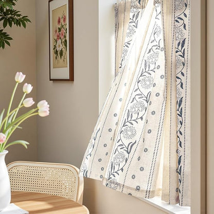 jinchan Winslow Linen Curtains 54 Inch Length Small Window Curtains Embroidered - Image 2