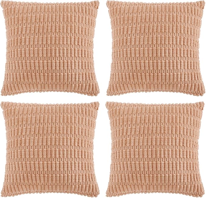 Fancy Homi 4 Packs Peach Decorative Throw Pillow Covers 18x18 Inch by Fancy+Homi