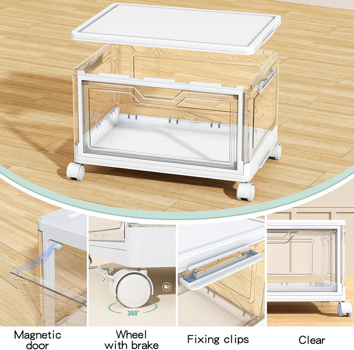 kmiectse clear storage bins with lids - 4, close-up detail