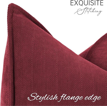 ZWJD Burgundy Pillow Covers 18x18 Set of 2 Chenille Throw Pillow Covers - Image 2