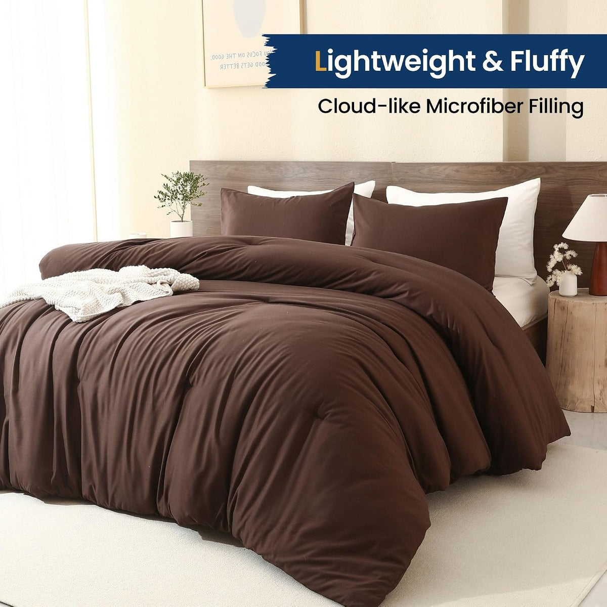 paxrac brown oversized queen comforter set 98x98in, 3, close-up detail