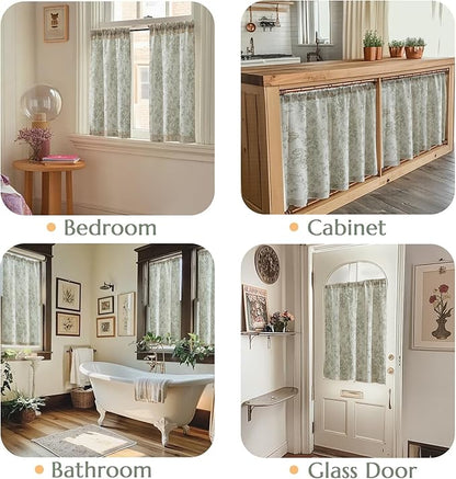 jinchan Floral Linen Tier Curtains 45 Inch Christmas Decorations Farmhouse - Image 5