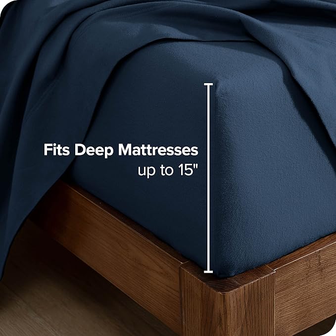 Bare Home Flannel Fitted Bottom Sheet 100% Cotton, Velvety Soft Heavyweight - Image 3