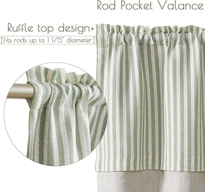 jinchan Linen Striped Valance for Windows 18 Inch Blackout Drapes for Small - Image 7
