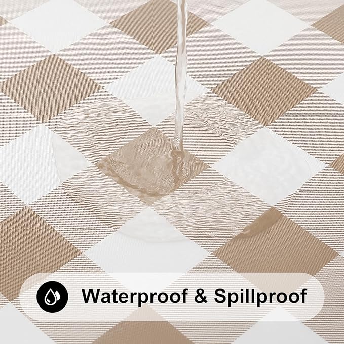 Smiry Rectangle Picnic Table Cloth, Elastic Waterproof Fitted Vinyl Tablecloths - Image 3