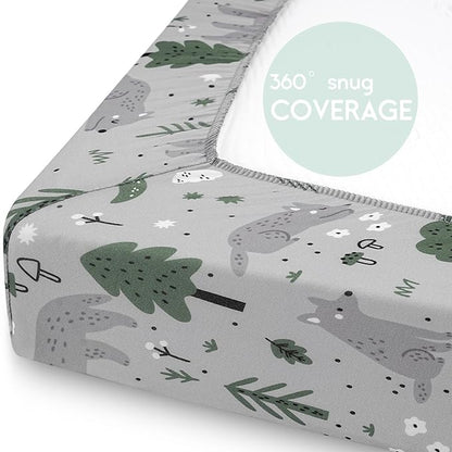 Yoofoss Pack and Play Sheets Fitted, Mini Crib Sheets 2-Pack - Image 6