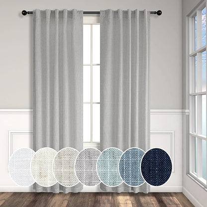 Gray Curtains 38 Inch Wide for Bedroom 2 Panel Set Back Tab Rod Pocket Semi by Pitalk