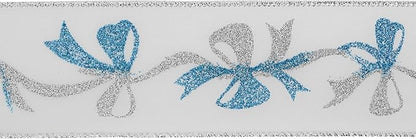 MEEDEE Blue and Silver Christmas Ribbon 2.5 Inch White Satin Ribbons - Image 7