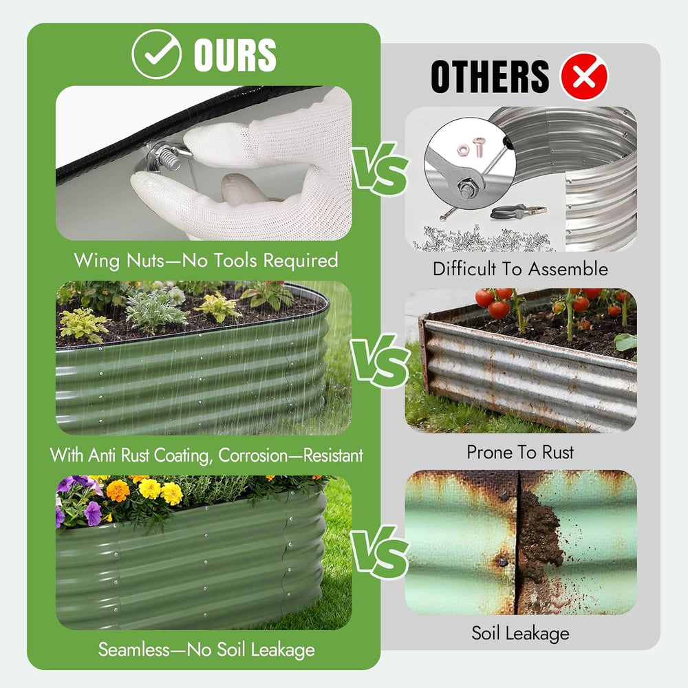 INNO STAGE Galvanized Garden Bed Kits, 4x2x1.4FT Metal Raised Beds, Green