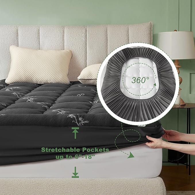 BEDLORE California King Mattress Topper Viscose Derived from Bamboo, Thick - Image 6