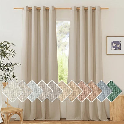 NICETOWN Linen Angora Curtains for Living Room, Grommet Privacy Assured Semi by NICETOWN