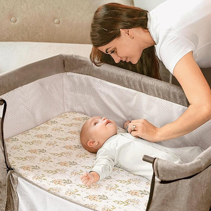 lulumoon Baby Bassinet Sheets Muslin: Cotton Bedside Bassinet Sheets Floral - Image 3