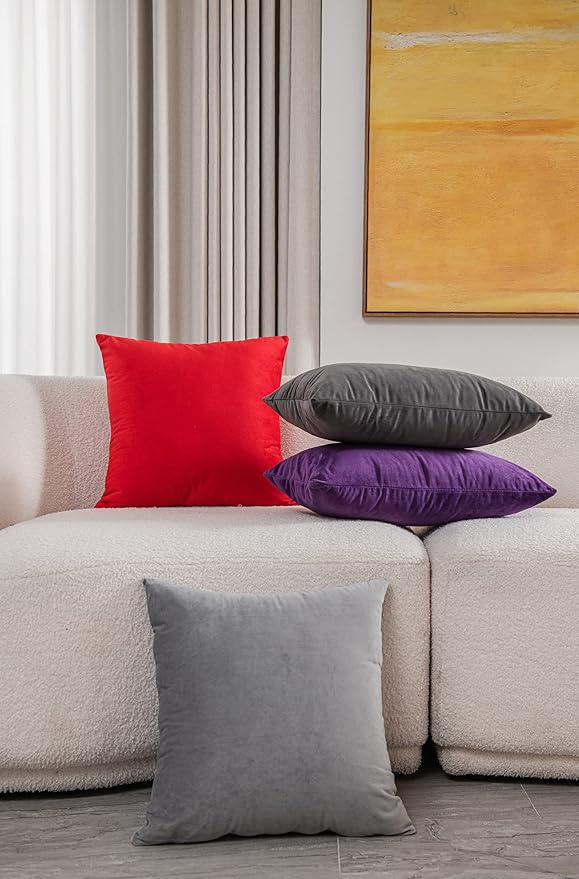 Throw Pillow Covers 20x20 Christmas Red: 2 Pack Cozy Soft Velvet Square - Image 5