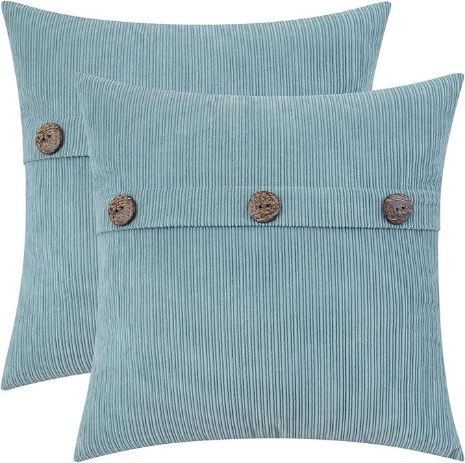 HWY 50 Light Blue Chenille Throw Pillow Covers 16x16 Inch by HWY50
