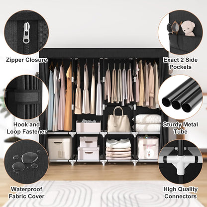 vtrin portable closet for hanging clothes 67 inch, side view