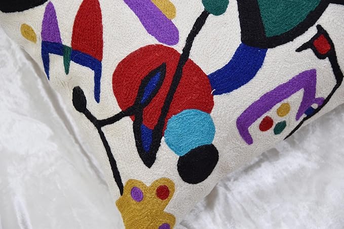 Picasso Inspired Decorative Pillow Cover Hand Embroidered Abstract Toss Pillows - Image 5