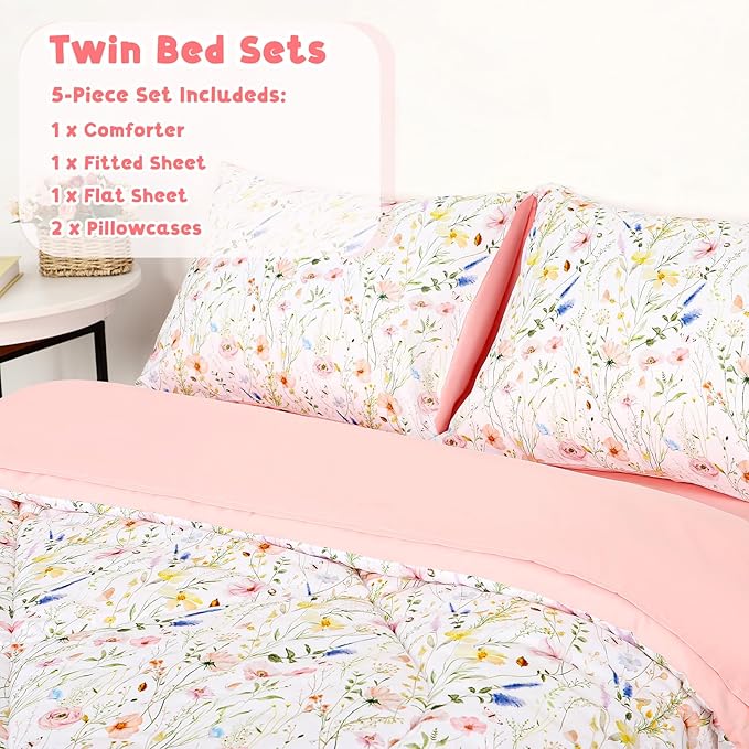 Twin Size Toddler Bedding Set for Girls- 5 Piece Toddler Girl Bedding, Super - Image 2