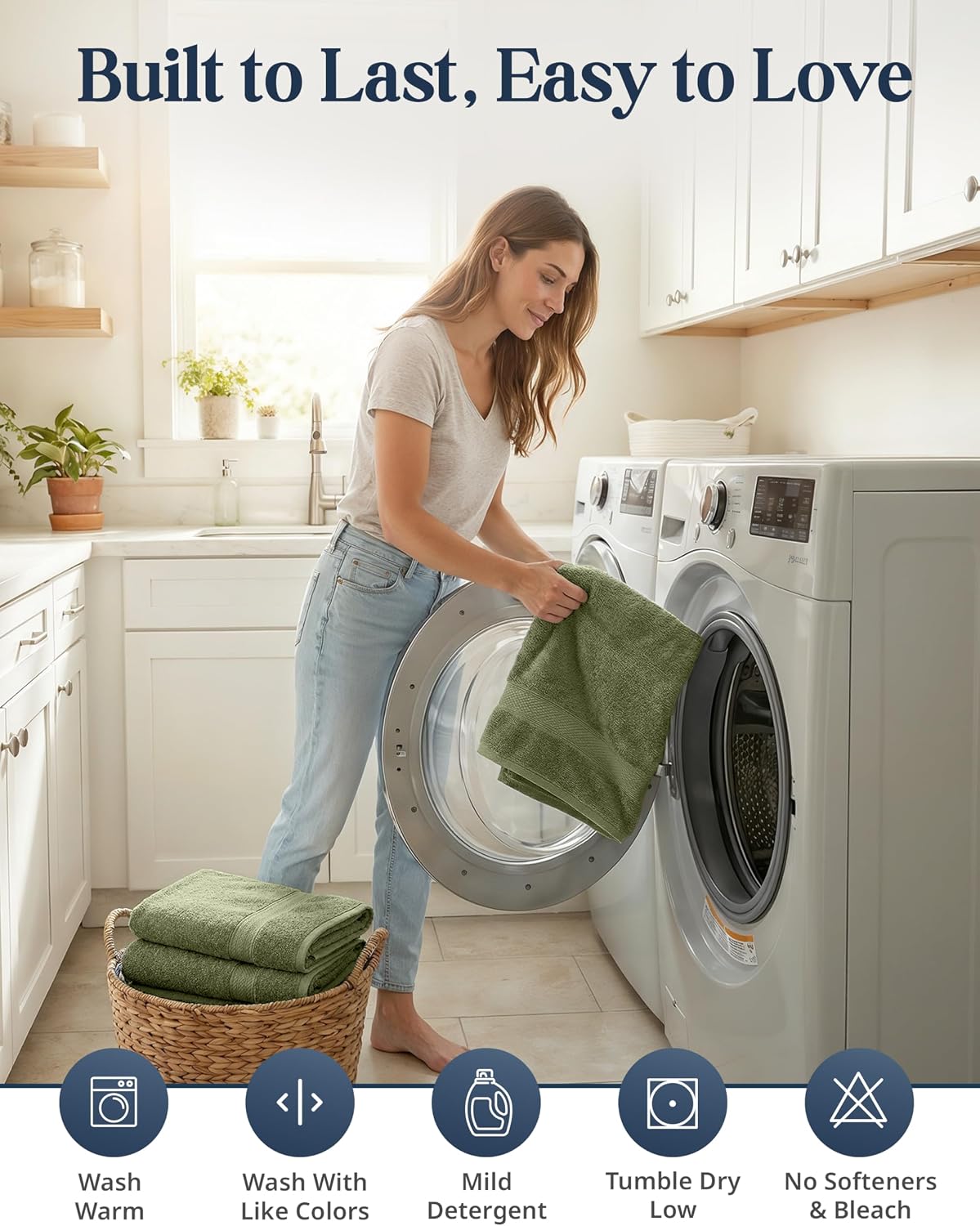 lane linen large bath towel set absorbent quick, front angle view