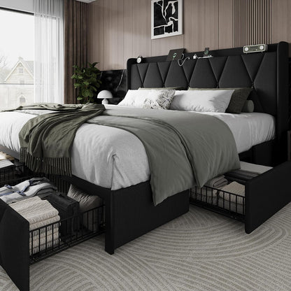 einhomn king size bed frame with 4 storage, main product view