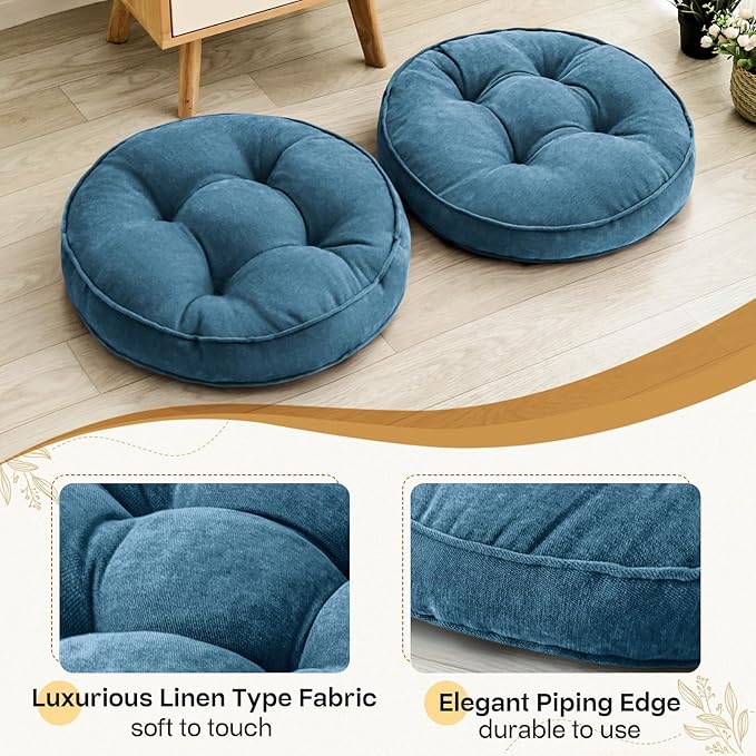 Floor Pillow Set of 2, Memory Foam Floor Cushions - Image 3