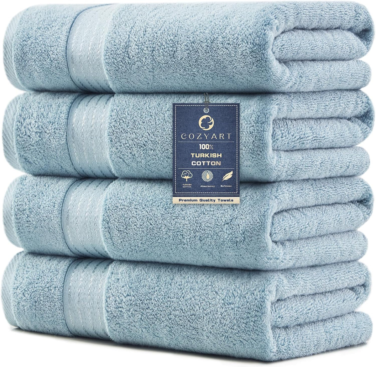 cozyart luxury bath towels 4 pcs, 27x54 650 shown in use