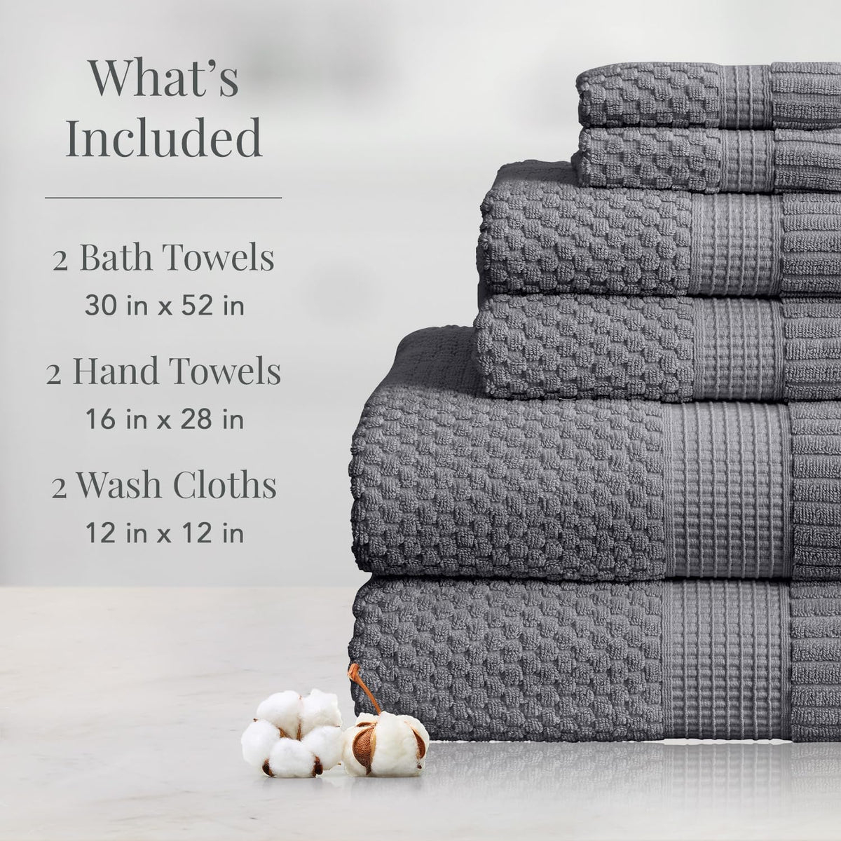 ny loft 100% cotton 6-piece bath towel set shown in use