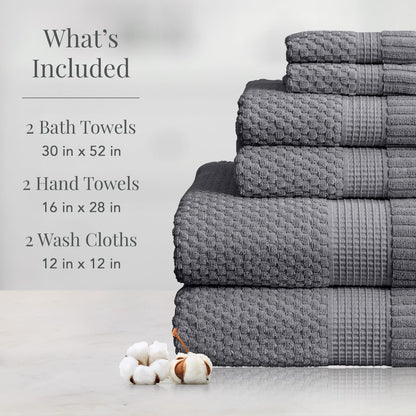 ny loft 100% cotton 6-piece bath towel set shown in use