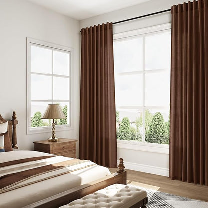 Extra Long Mocha Brown Linen Curtains 120 Inch - Image 7