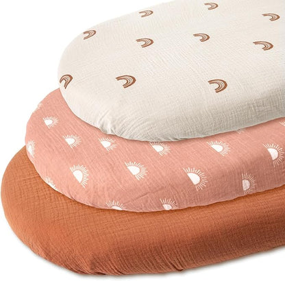 Gllquen Baby Muslin Bassinet Sheets 3 Pack, Breathable Elastic Cozy Fitted - Image 7