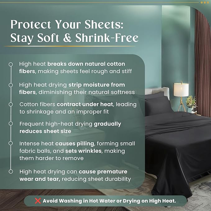 100% Cotton Sheets King Size Sheets Set - Image 5